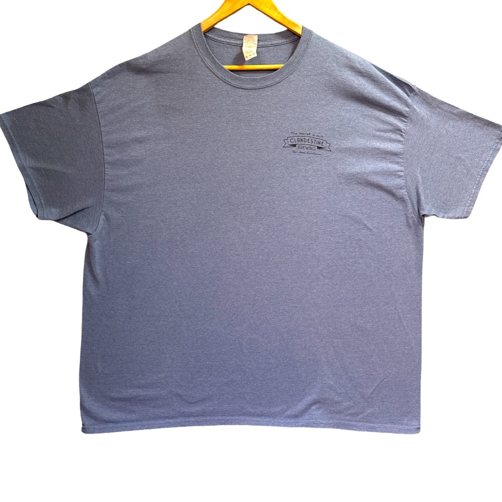 Gildan Blue Cotton Blend Graphic Short Sleeve Tee Clandestine Brewery XXXL
